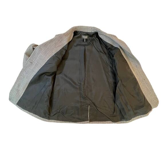 Rafaella Petites Glen Plaid Wool Blend Blazer Brown Black Check Stretch 8P NWT - Picture 5 of 14